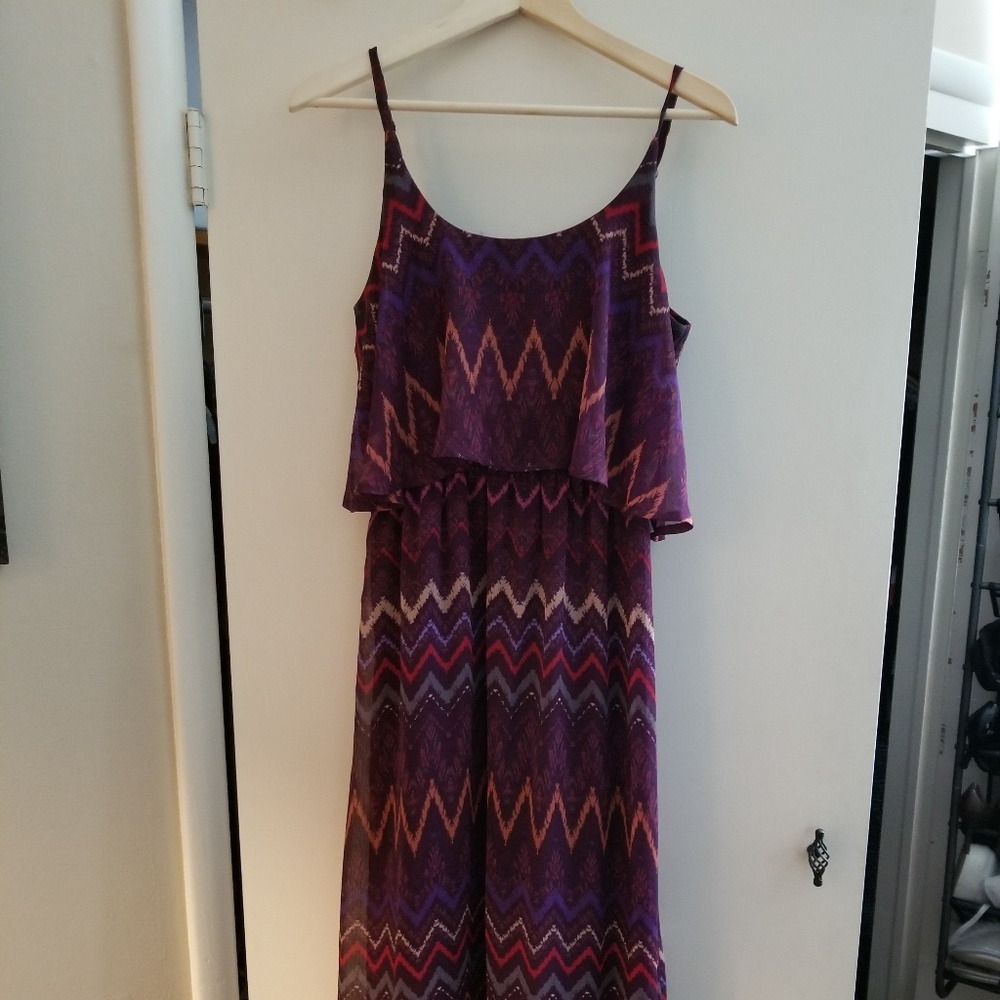 Purple chevron two tier maxi dress
